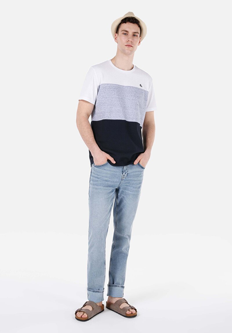 Regular Fit Yuvarlak Yaka Düz Erkek Lacivert Kısa Kol Tişört