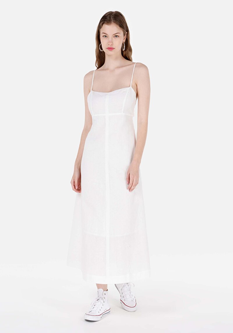 Regular Fit Kadın Beyaz Elbise