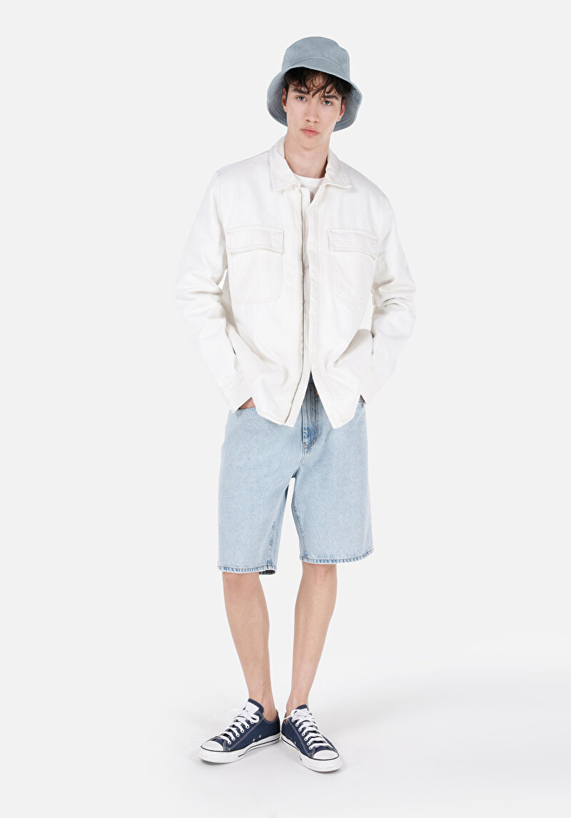 Regular Fit Fermuarlı Astarlı Erkek Denim Ceket