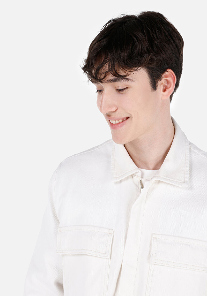 Regular Fit Fermuarlı Astarlı Erkek Denim Ceket