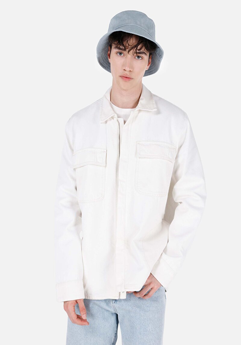 Regular Fit Fermuarlı Astarlı  Erkek Denim Ceket