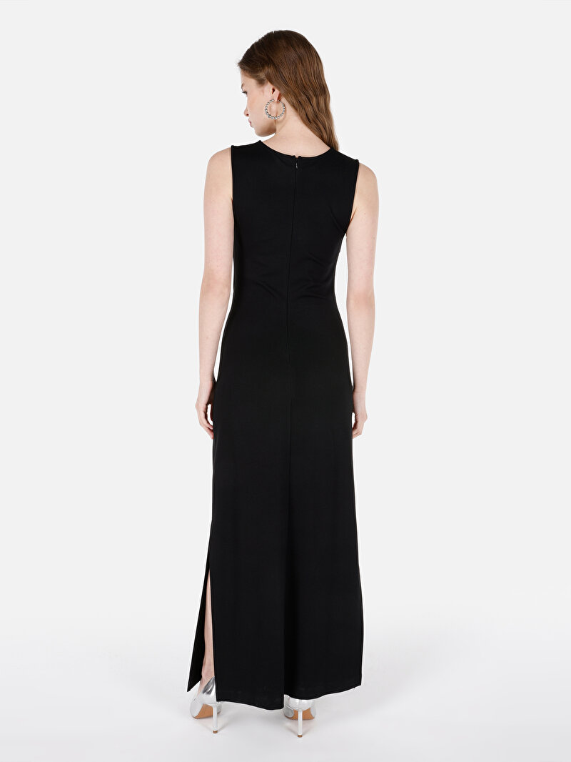 Slim Fit Kadın Siyah Kısa Kol Elbise