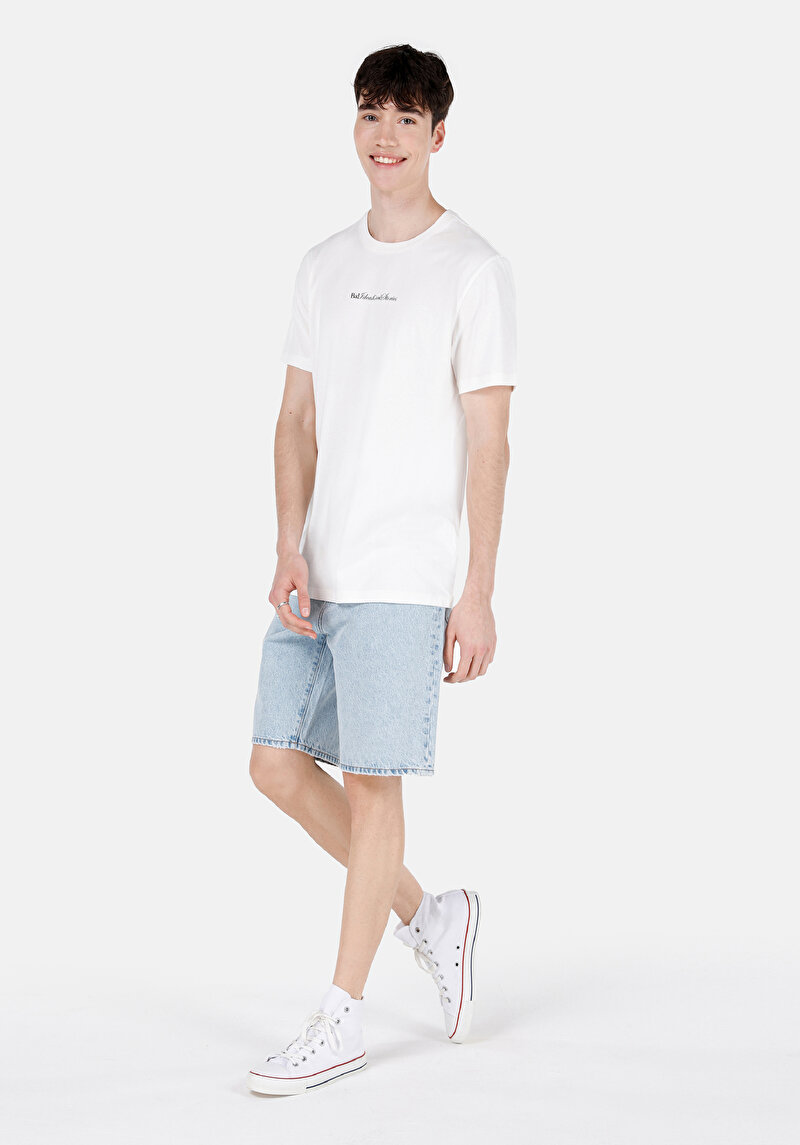 Regular Fit Yuvarlak Yaka Düz Erkek Beyaz Kısa Kol Tişört