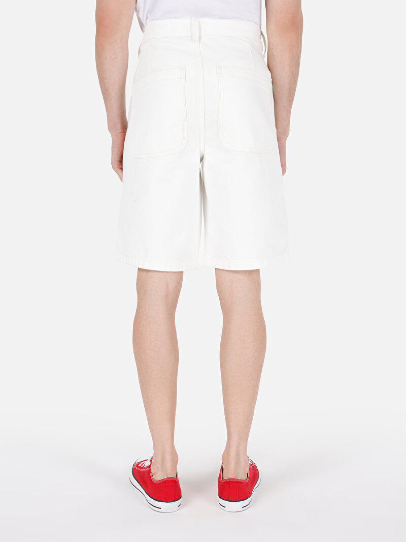 Fit Orta Bel Düz Erkek Natural Jean Şort