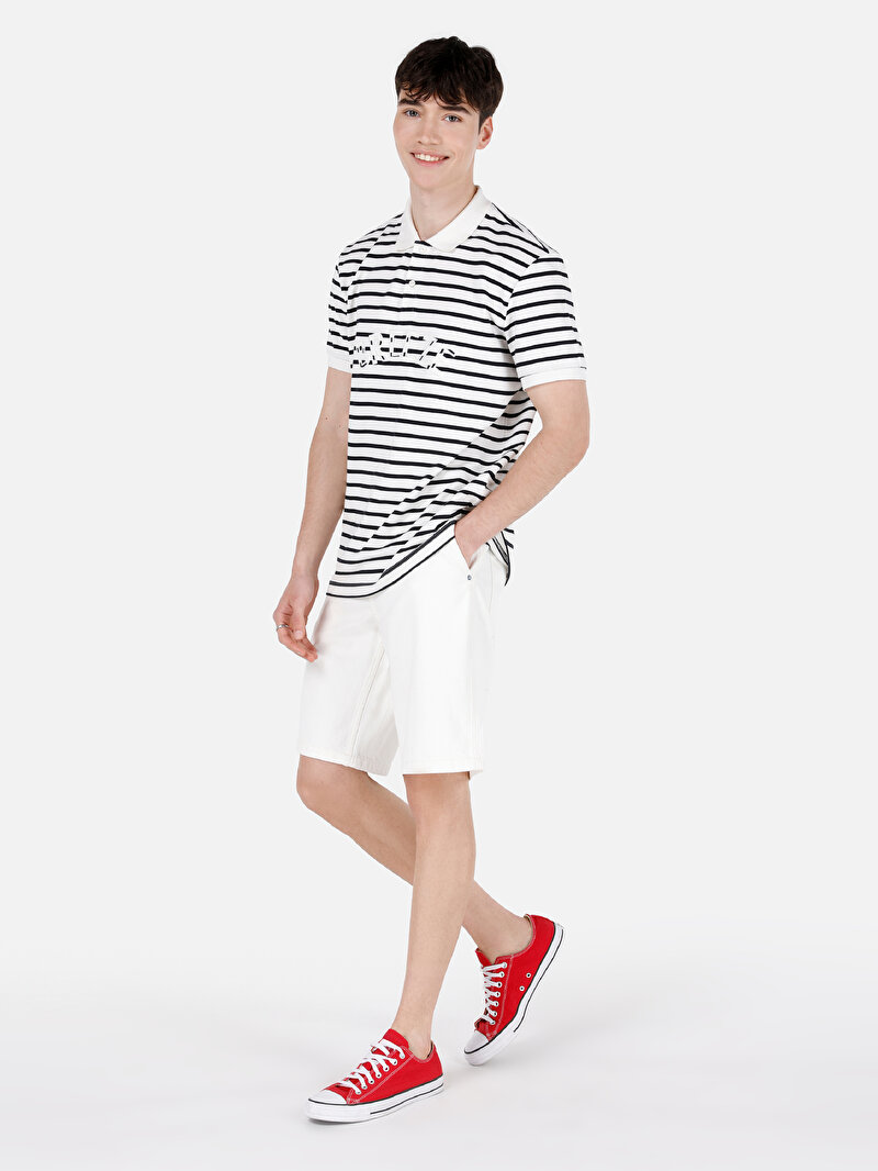 Fit Orta Bel Düz Erkek Natural Jean Şort