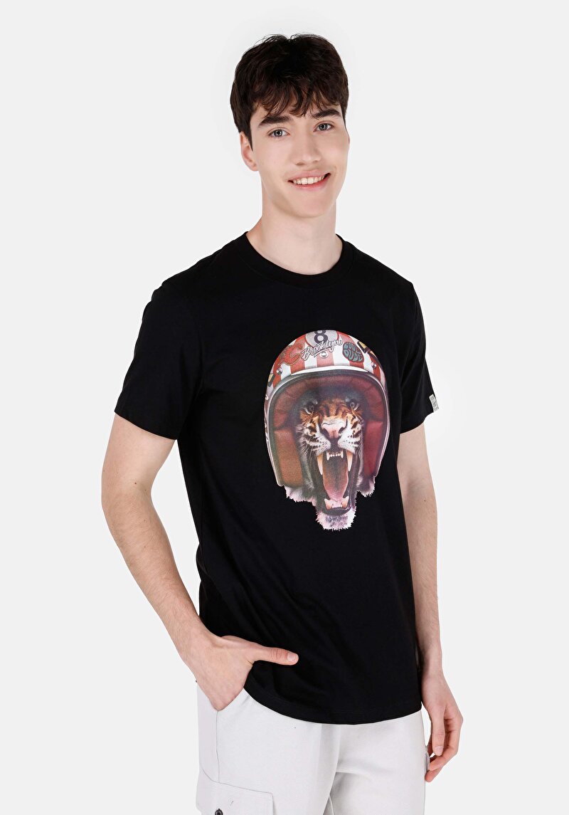 Regular Fit Yuvarlak Yaka Düz Erkek Siyah Kısa Kol Tişört