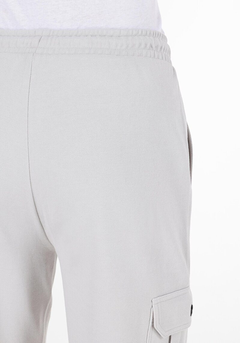 Slim Fit Orta Bel Düz Erkek Gri Şort