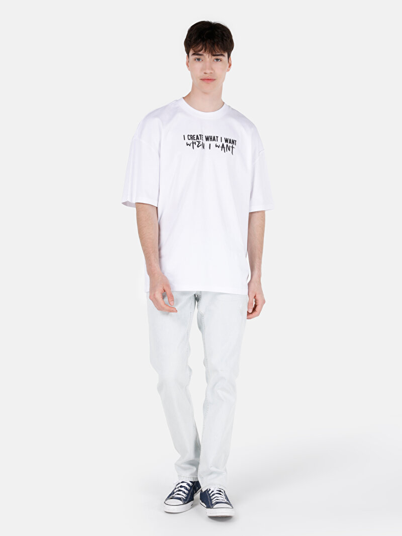 Denim Straight Fit Düşük Bel Düz Paça Erkek Açık İndigo Jean Pantolon