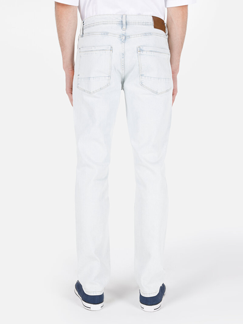 Straight Fit Düşük Bel Düz Paça Erkek Açik İndigo Jean Pantolon