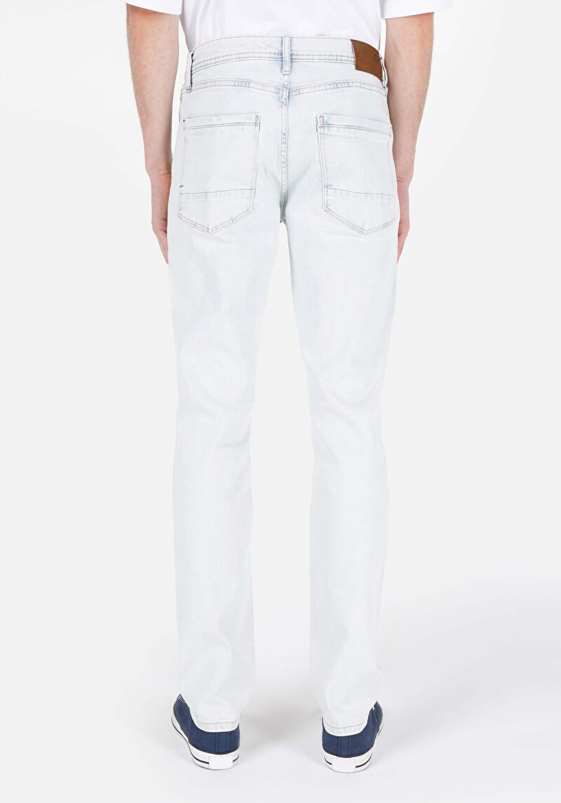 Denim Straight Fit Düşük Bel Düz Paça Erkek Açık İndigo Jean Pantolon