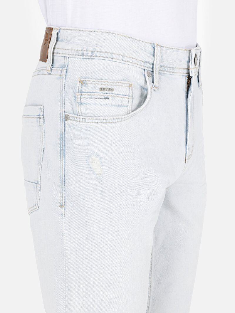 Straight Fit Düşük Bel Düz Paça Erkek Açik İndigo Jean Pantolon