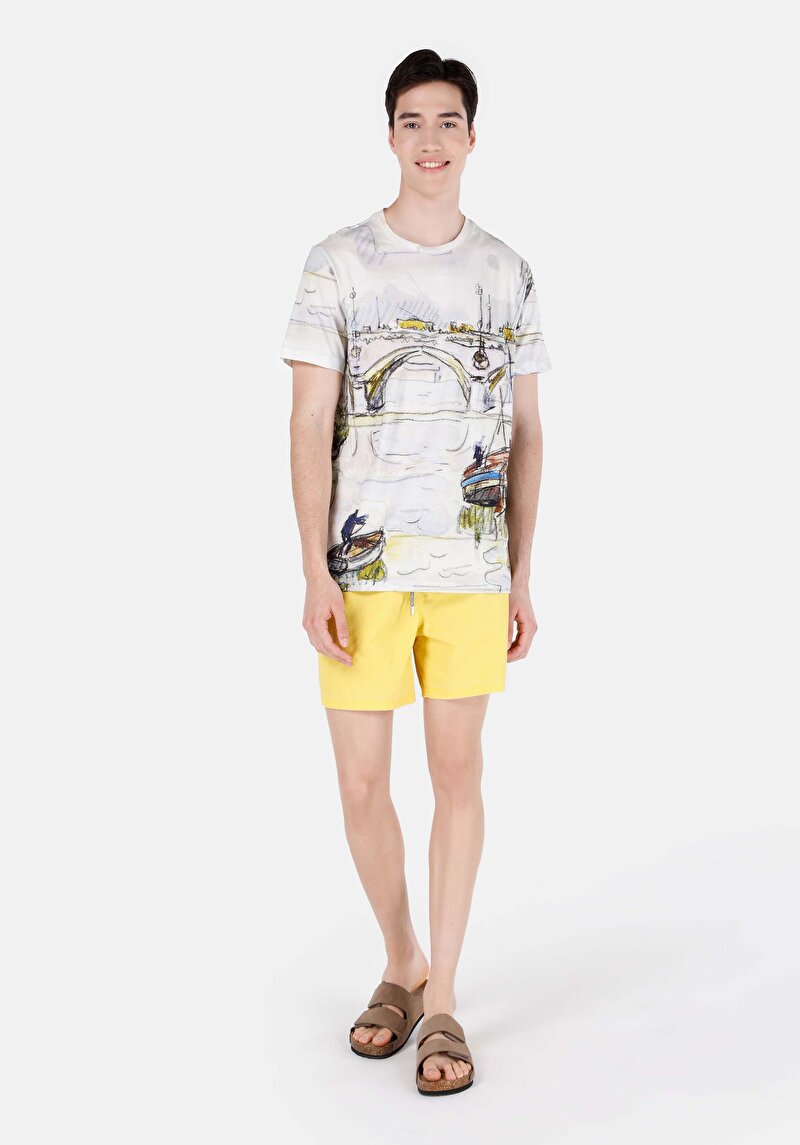 Regular Fit Yuvarlak Yaka Baskılı Cepsiz Erkek Çok Renkli Kısa Kol Tişört