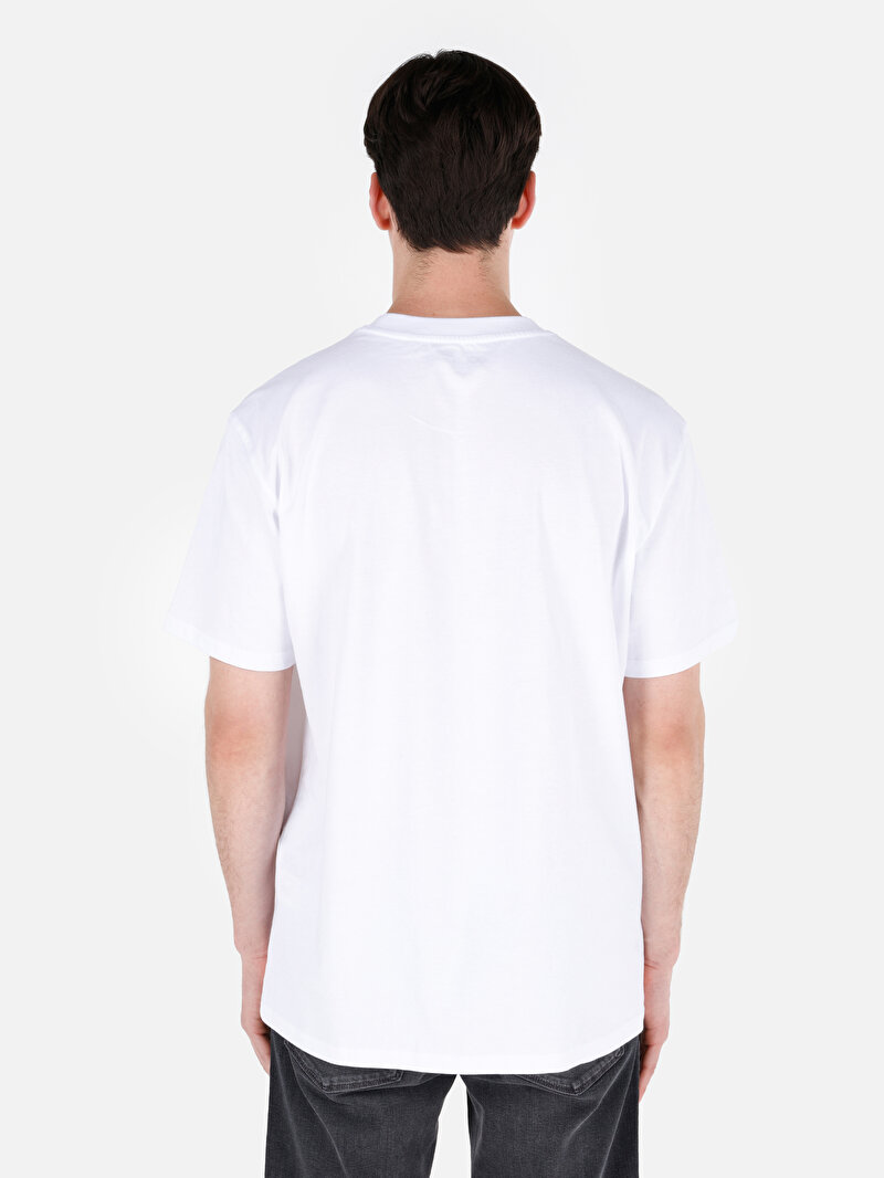 Comfort Fit Yuvarlak Yaka Düz Erkek Beyaz Kısa Kol Tişört