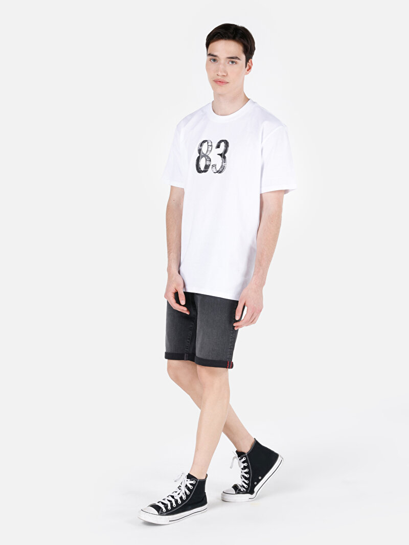 Comfort Fit Yuvarlak Yaka Düz Erkek Beyaz Kısa Kol Tişört