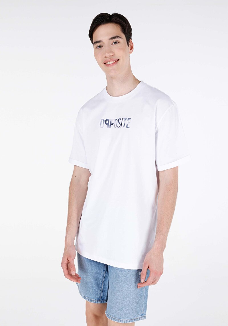 Comfort Fit Yuvarlak Yaka Düz Erkek Beyaz Kısa Kol Tişört