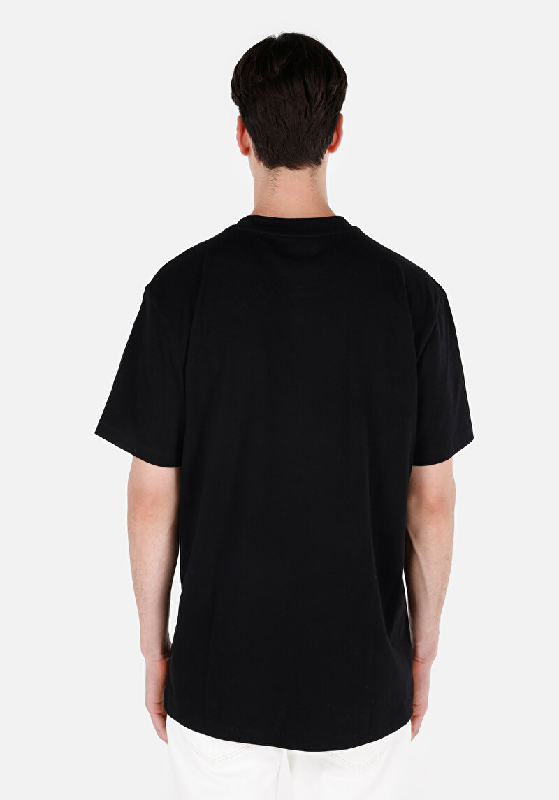 Comfort Fit Yuvarlak Yaka Düz Erkek Siyah Kısa Kol Tişört