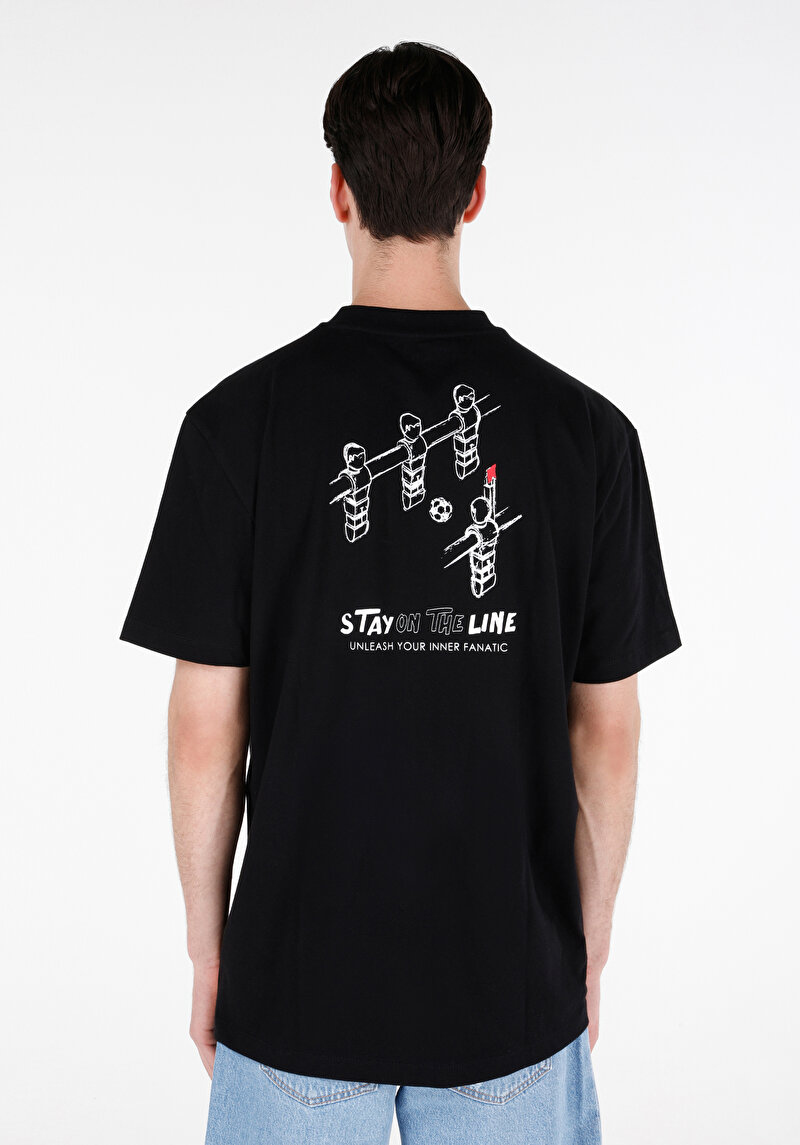 Comfort Fit Yuvarlak Yaka Düz Erkek Siyah Kısa Kol Tişört