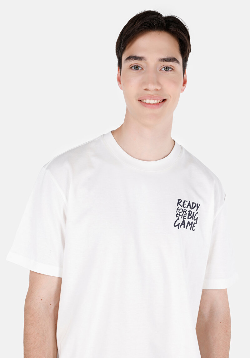 Comfort Fit Yuvarlak Yaka Düz Erkek Beyaz Kısa Kol Tişört