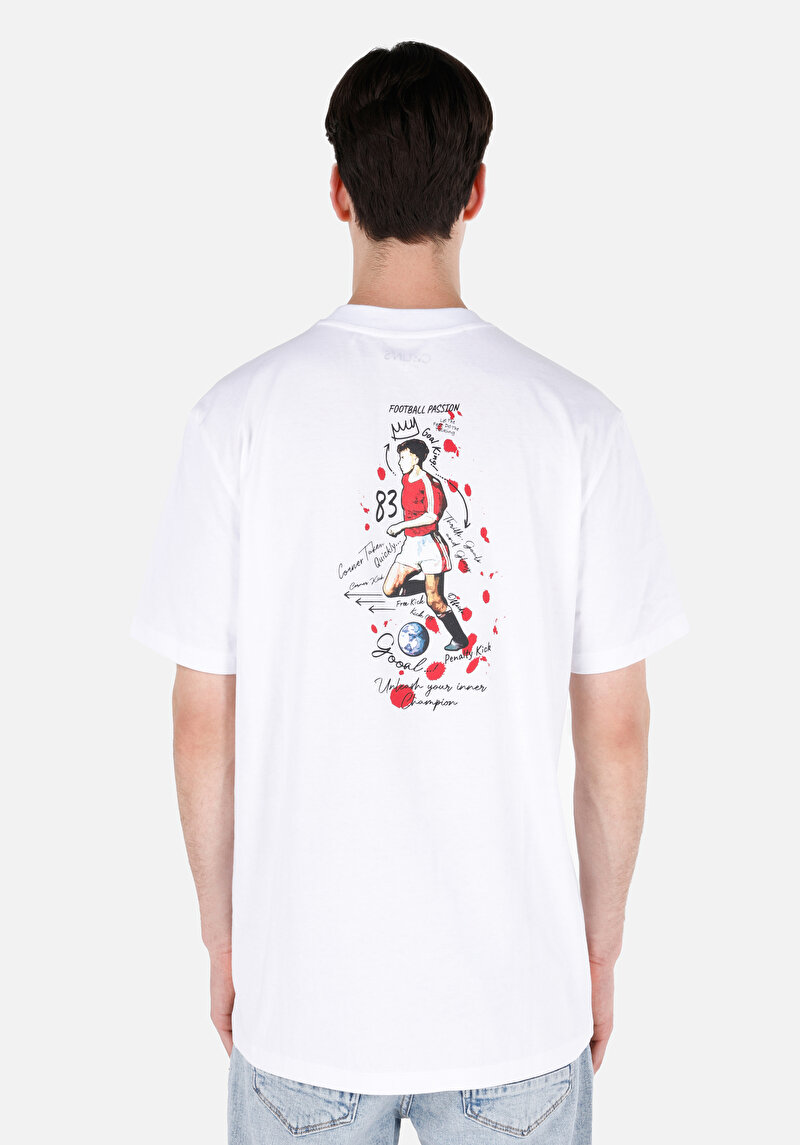 Comfort Fit Yuvarlak Yaka Düz Erkek Beyaz Kısa Kol Tişört