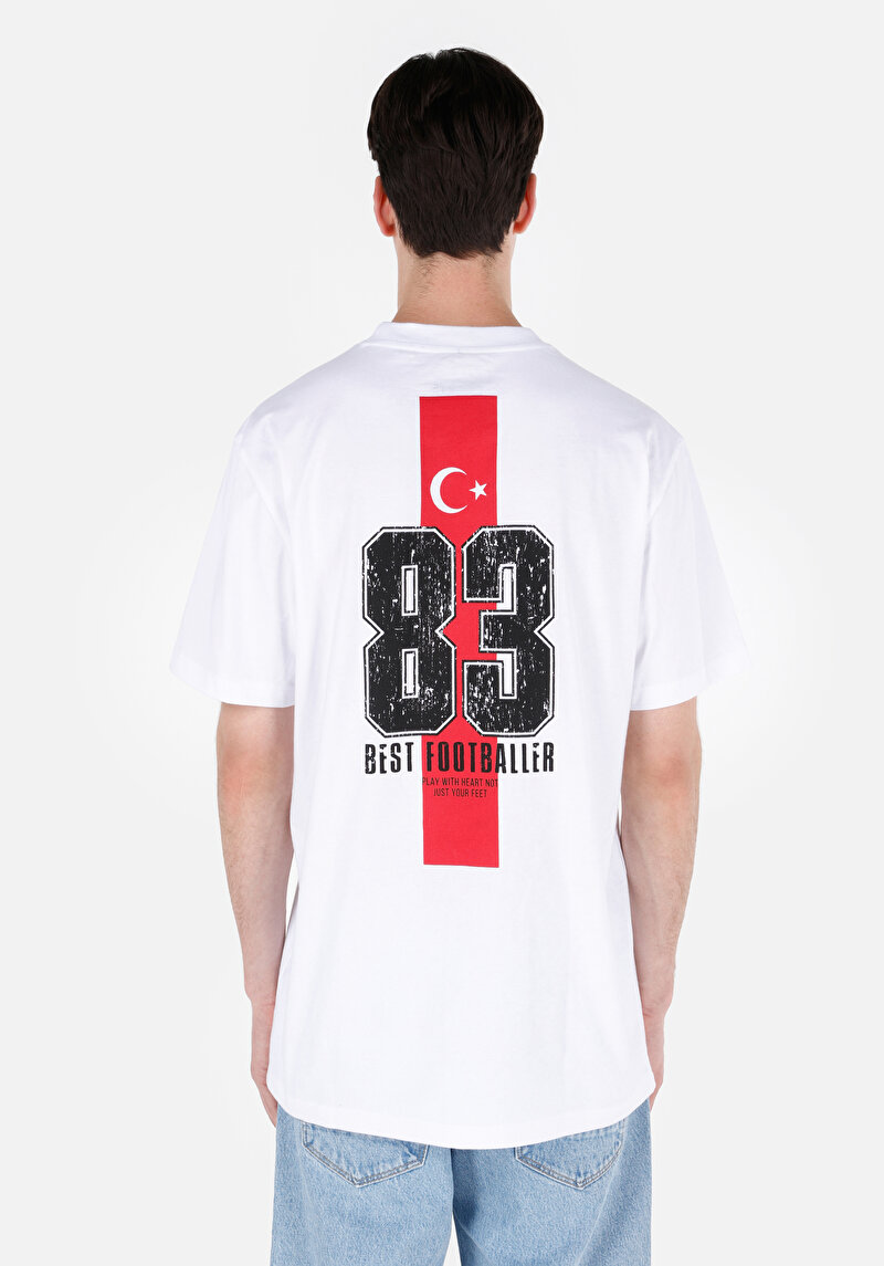 Comfort Fit Yuvarlak Yaka Düz Erkek Beyaz Kısa Kol Tişört