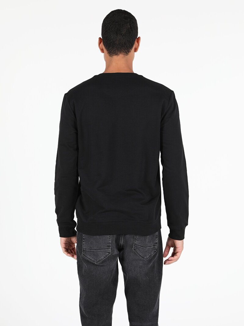 Regular Fit   Erkek Siyah Sweatshirt