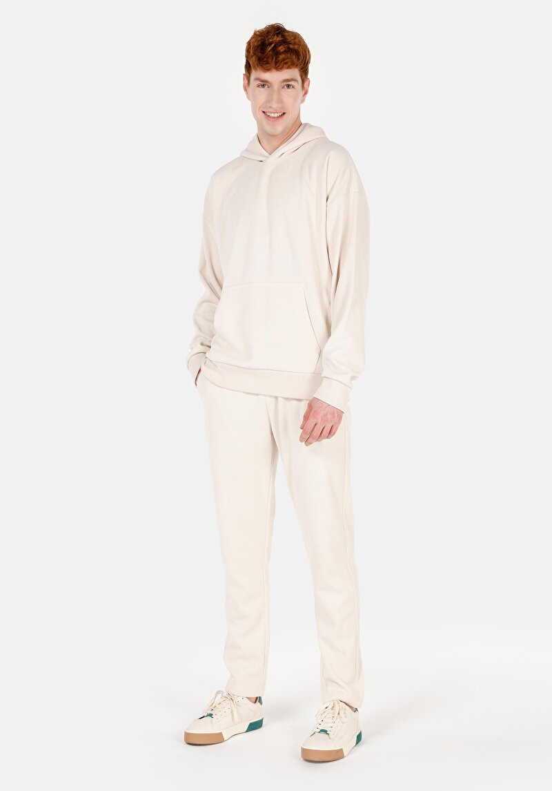 Regular Fit Orta Bel Erkek Ekru Eşofman Altı