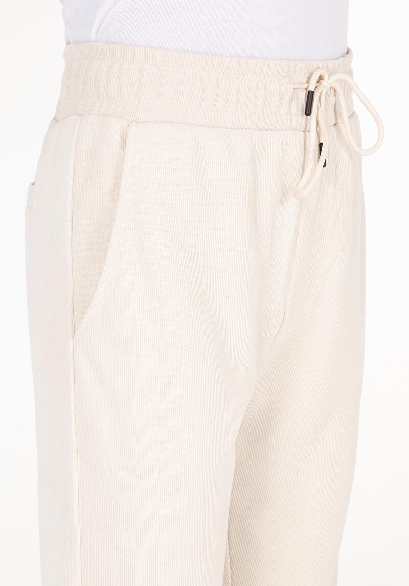 Regular Fit Orta Bel  Erkek Ekru Eşofman Altı