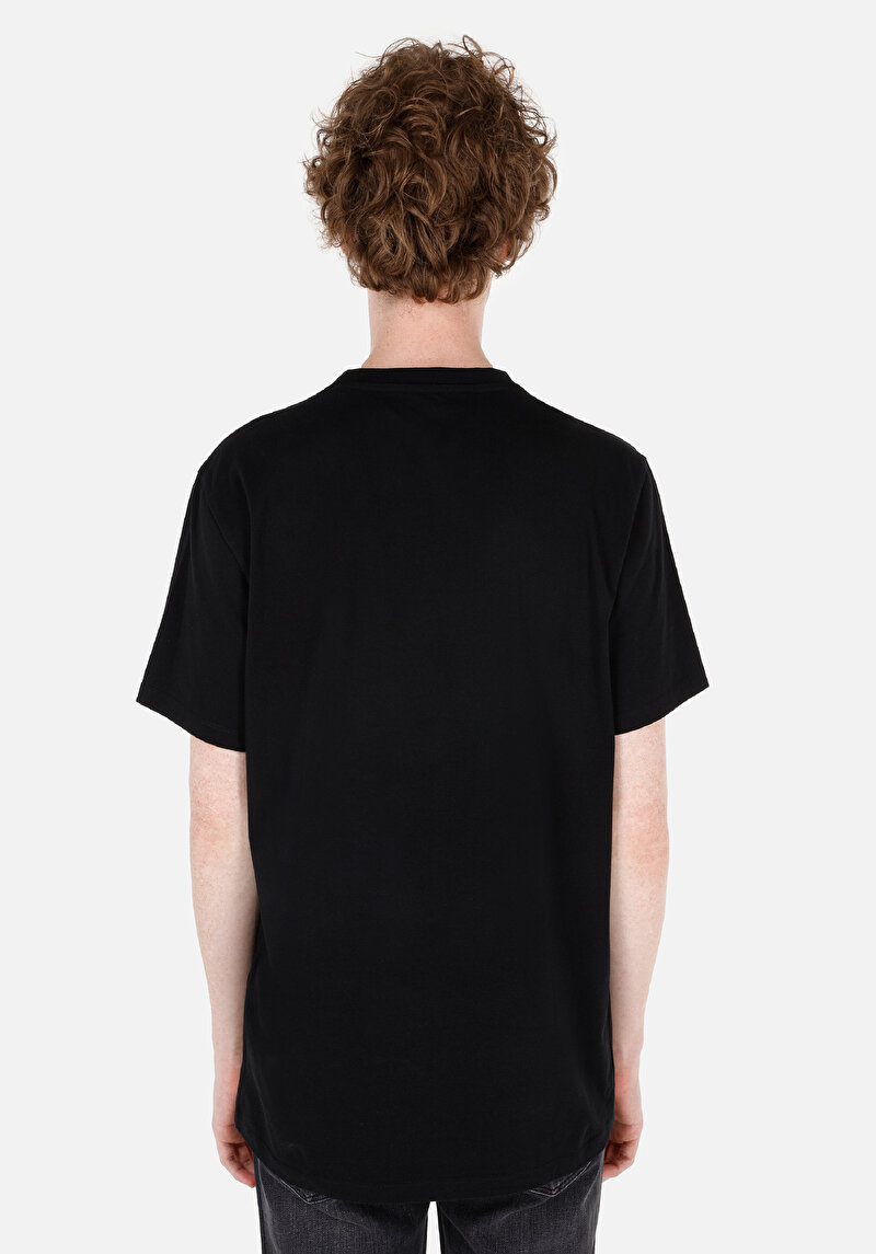 Regular Fit Yuvarlak Yaka Cepsiz Erkek Siyah Kısa Kol Tişört