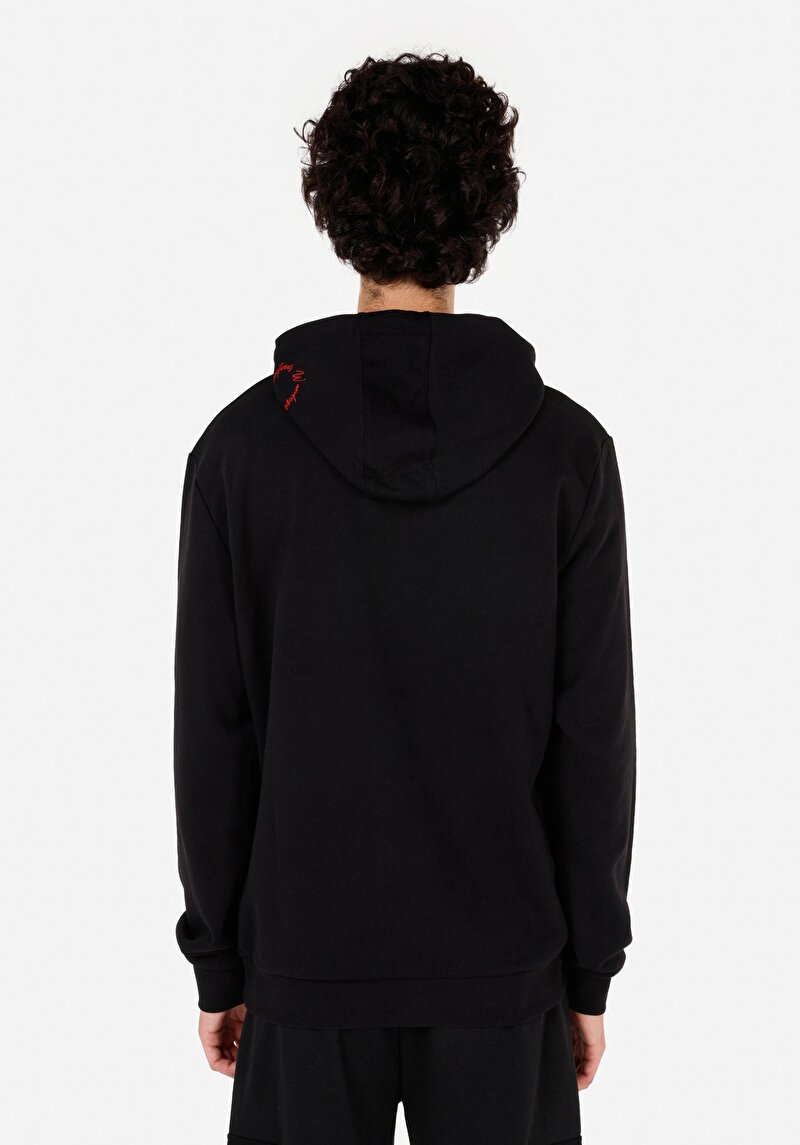 Regular Fit Pamuklu Erkek Siyah Sweatshirt