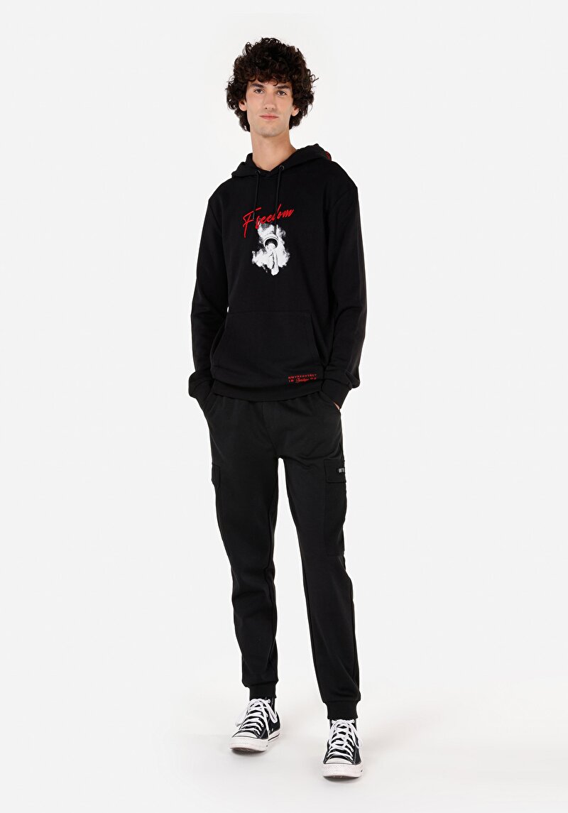 Regular Fit   Erkek Siyah Sweatshirt