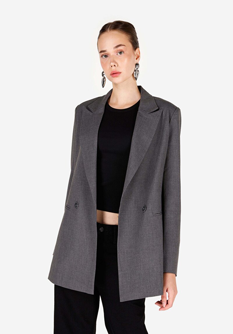 Regular Fit    Kadın Gri Ceket