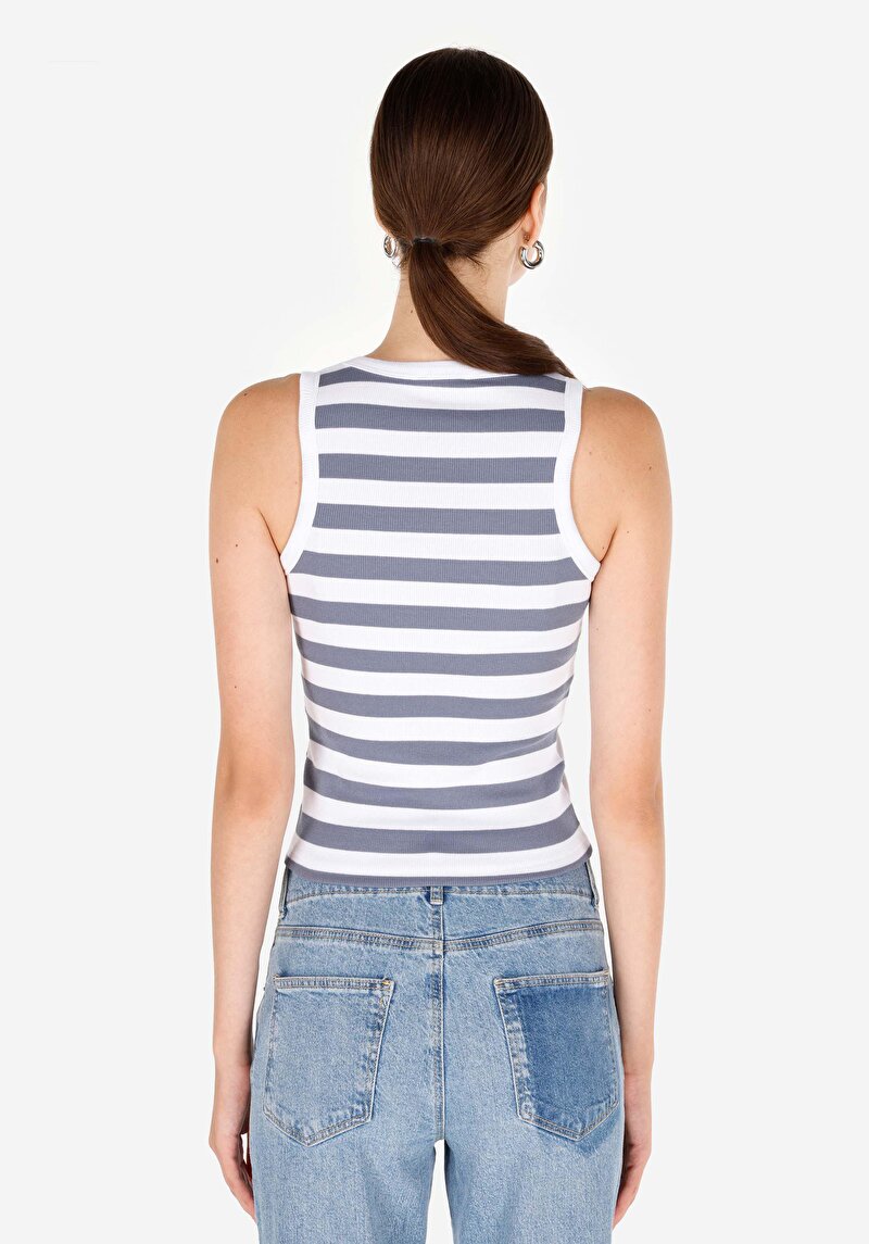 Slim Fit Kadın Mavi Atlet