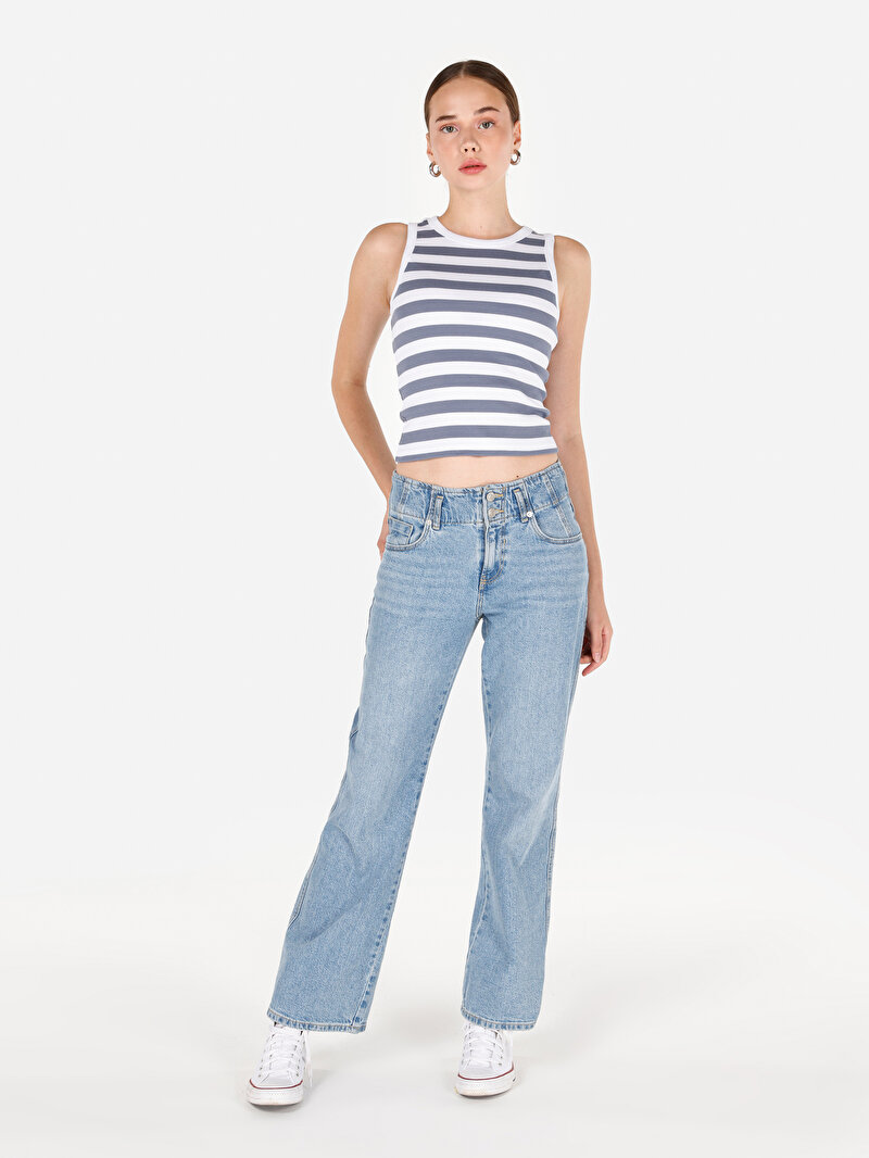 Slim Fit   Kadın Mavi Atlet