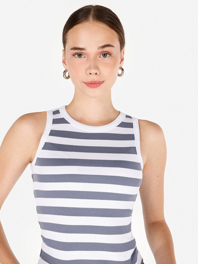 Slim Fit   Kadın Mavi Atlet