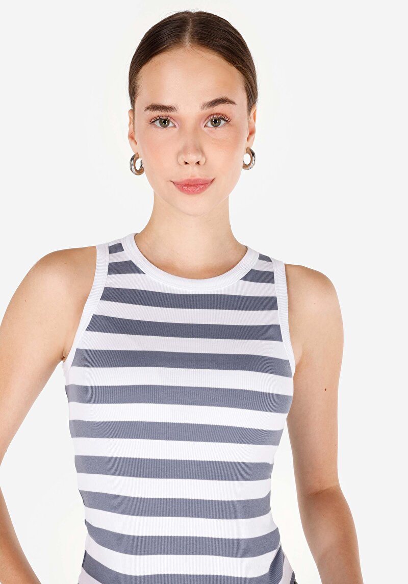Slim Fit Kadın Mavi Atlet