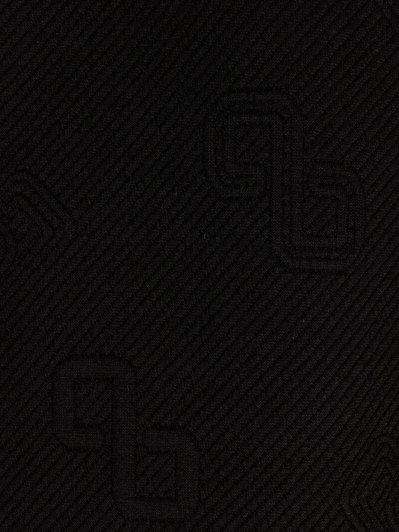Regular Fit Yuvarlak Yaka Örme Jakarlı Erkek Siyah Uzun Kol Tişört