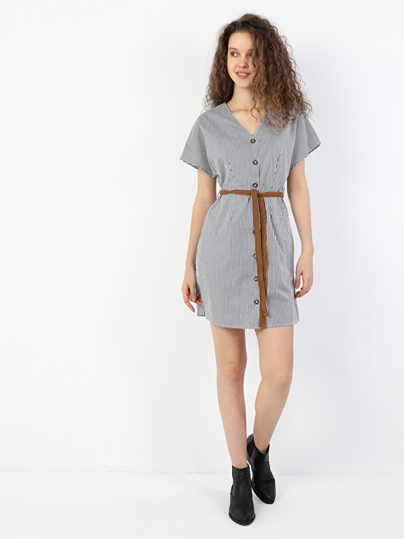 Slim Fit  Kadın Lacivert  Elbise Cl1047933