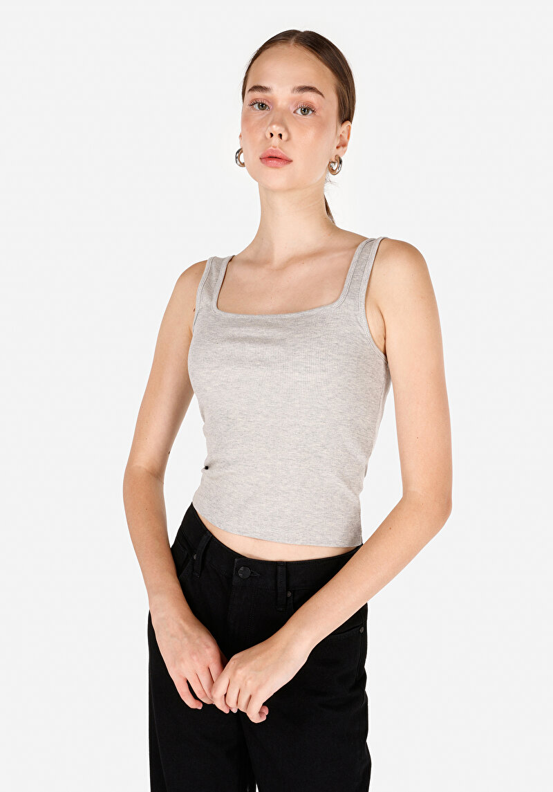 Slim Fit Kadın Gri Atlet