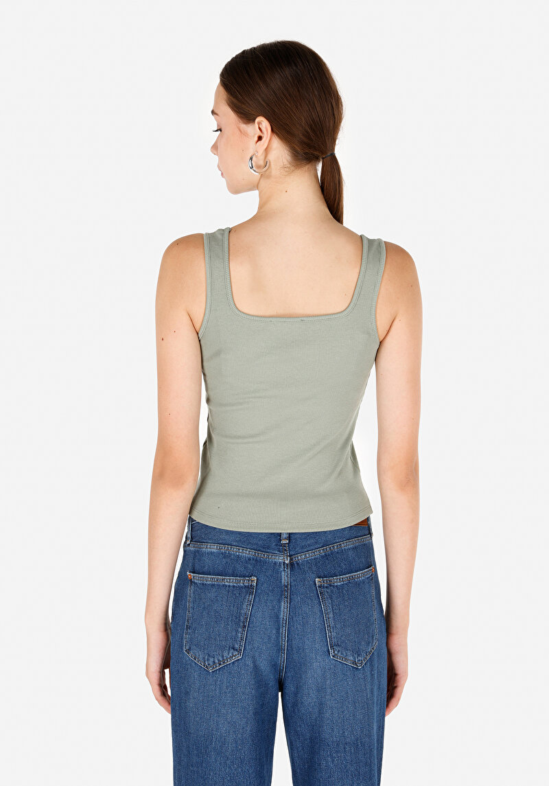 Slim Fit   Kadın Yeşil Atlet