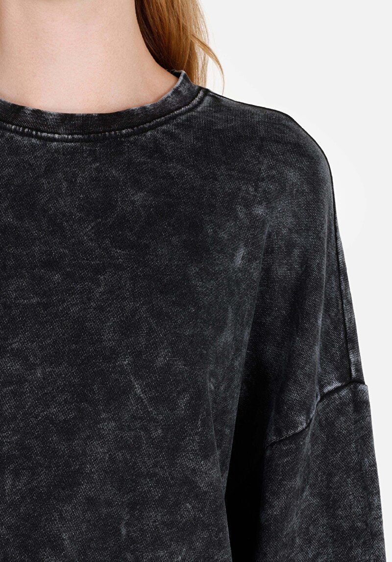 Comfort Fit Yuvarlak Yaka  Kadın Antrasit Sweatshirt