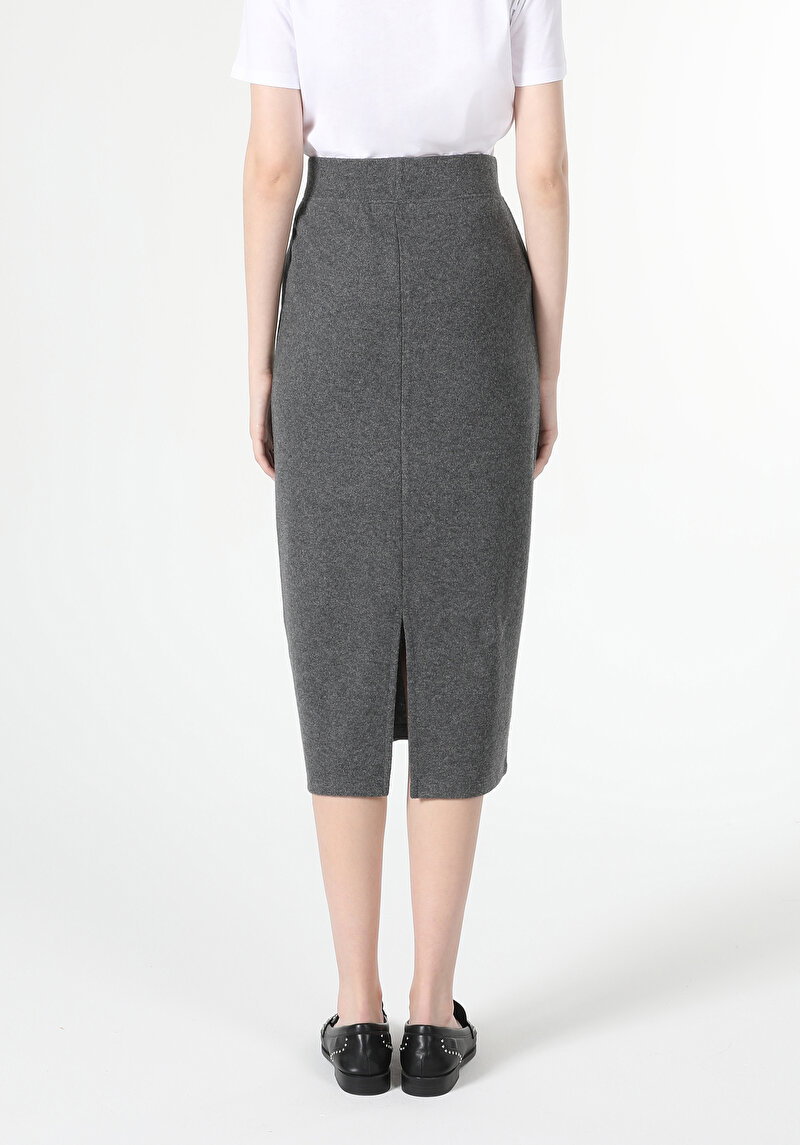 Slim Fit Kadın Örme Antrasit Etek