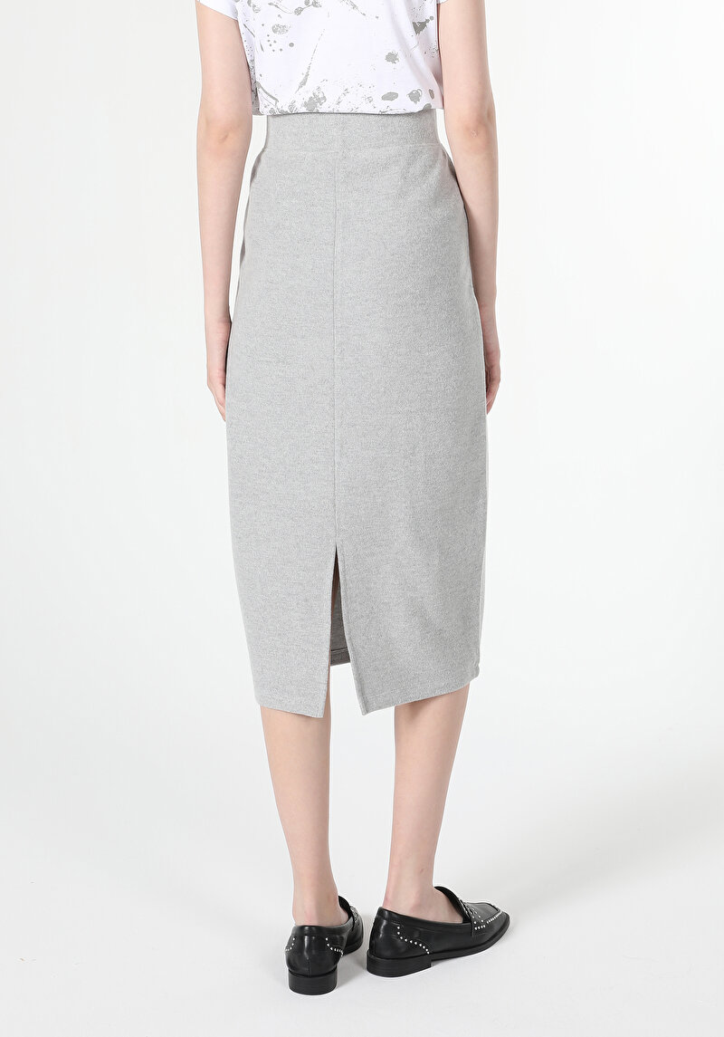 Slim Fit Kadın Gri Etek