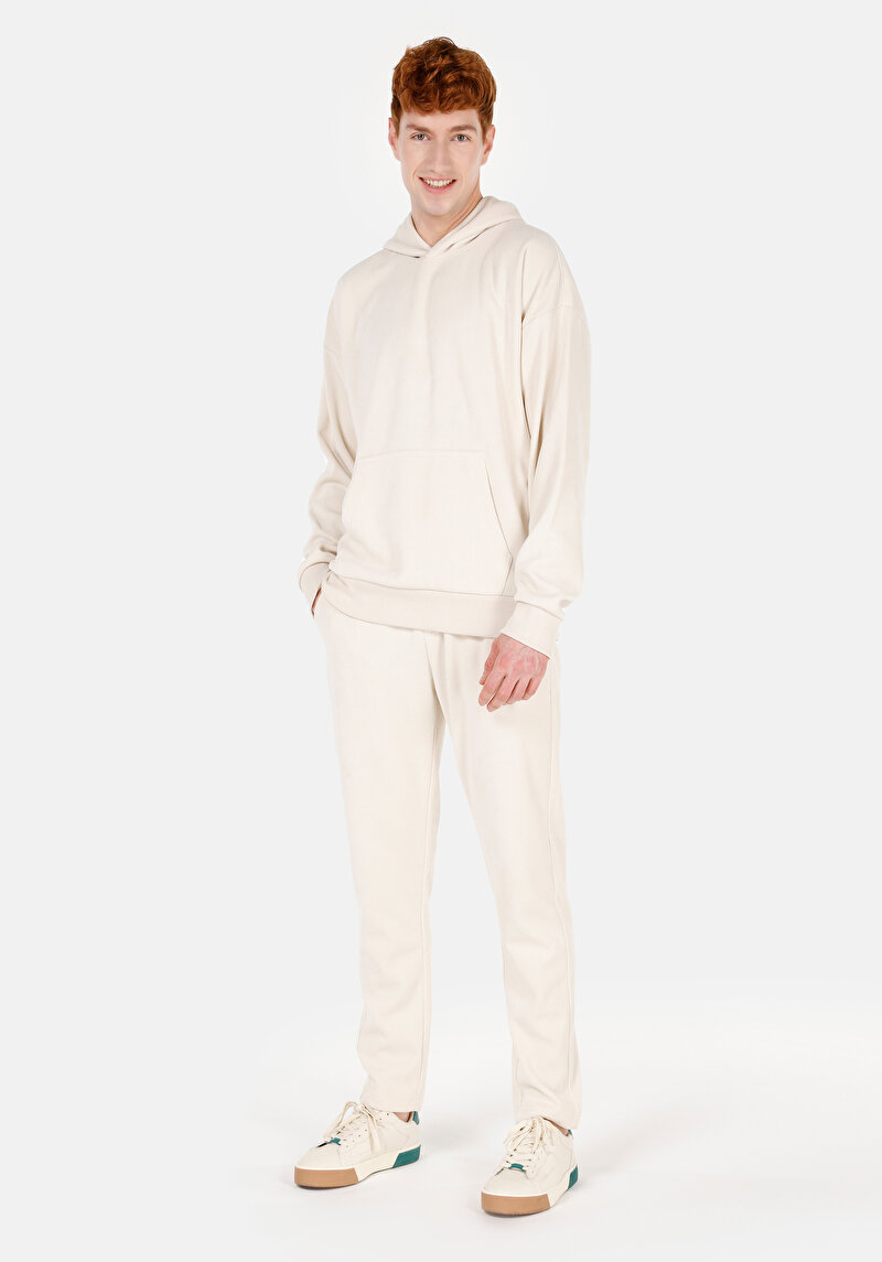 Regular Fit Orta Bel Erkek Ekru Eşofman Altı