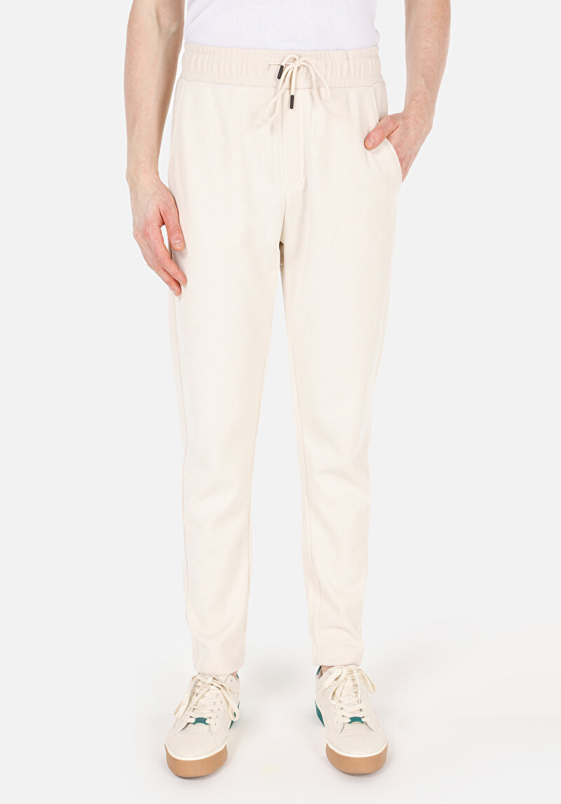 Regular Fit Orta Bel  Erkek Ekru Eşofman Altı