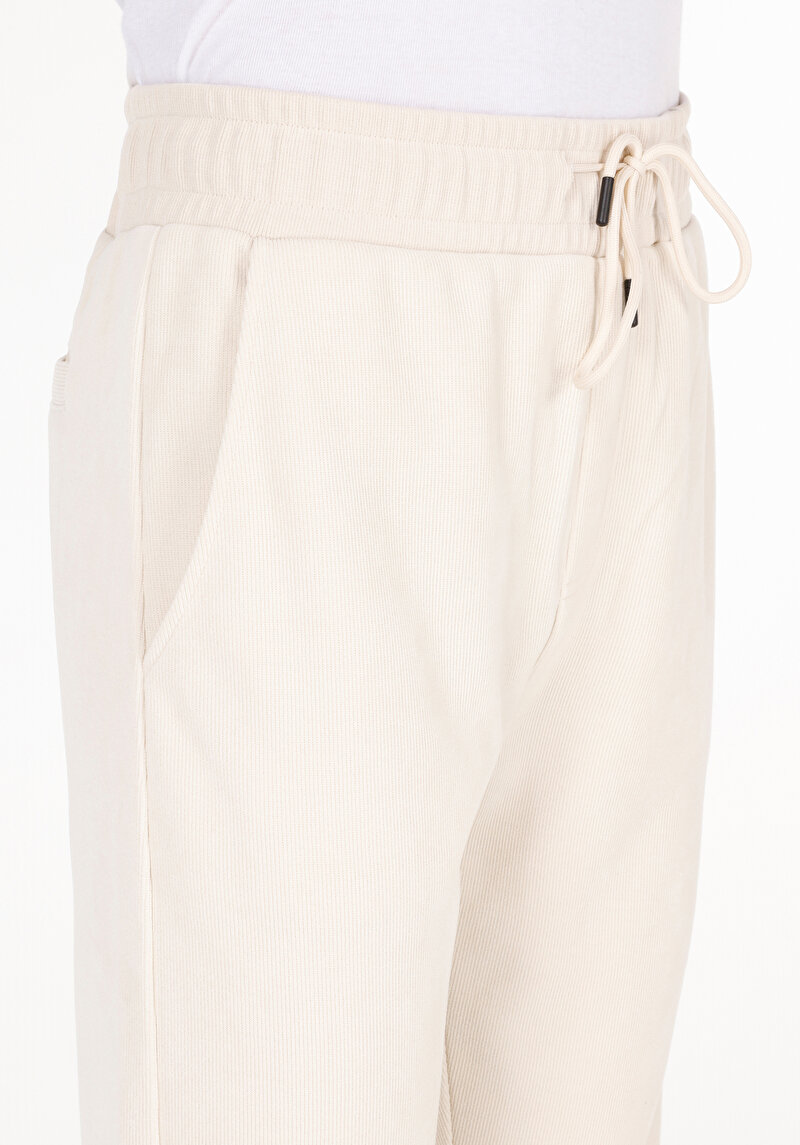 Regular Fit Orta Bel  Erkek Ekru Eşofman Altı