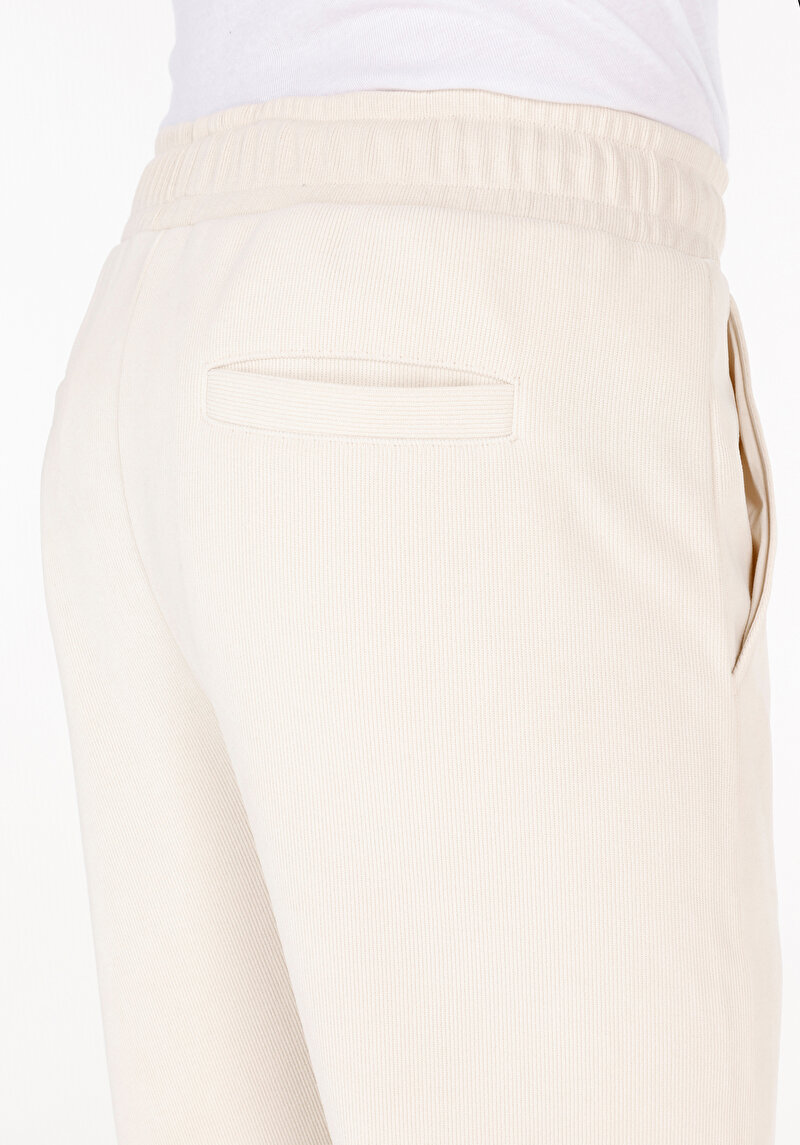 Regular Fit Orta Bel  Erkek Ekru Eşofman Altı