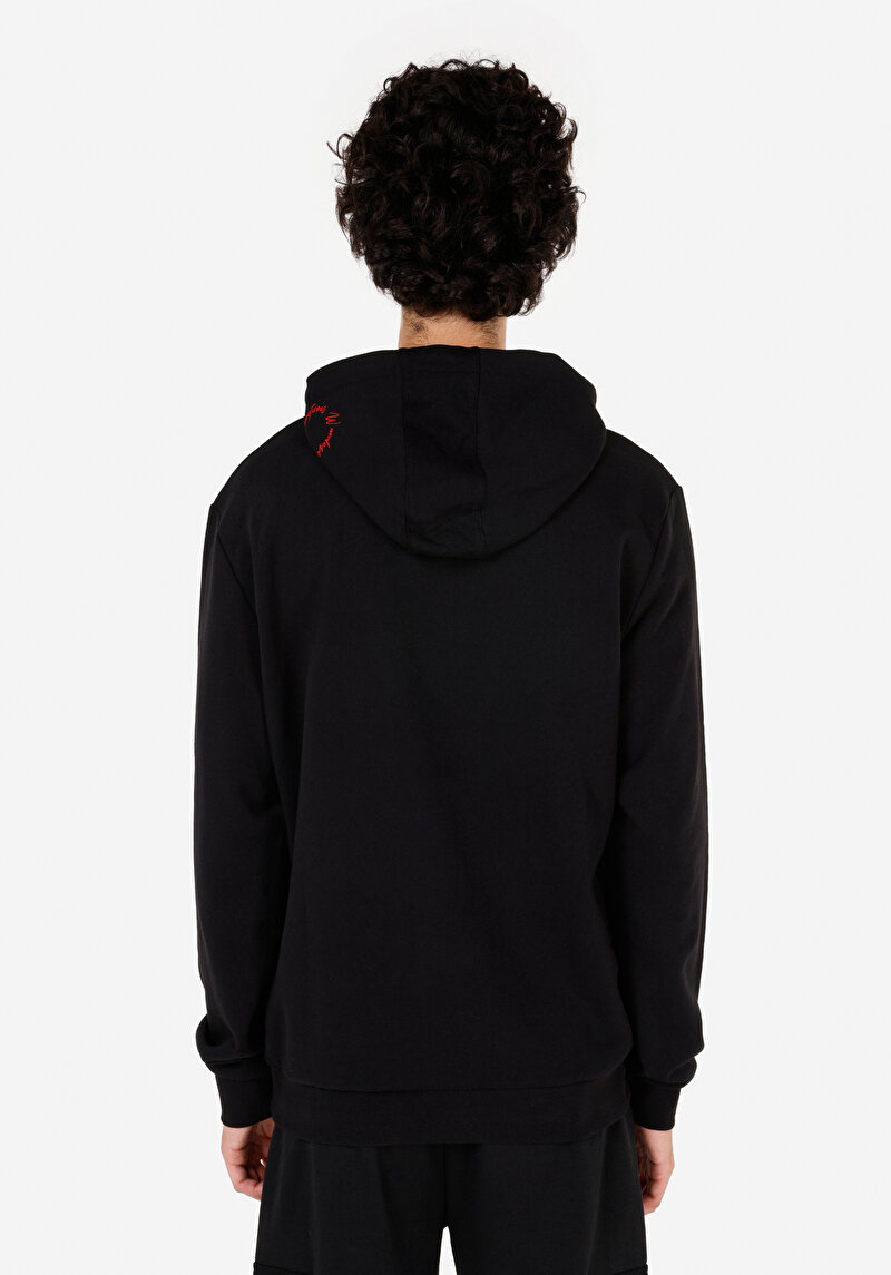Regular Fit Pamuklu Erkek Siyah Sweatshirt