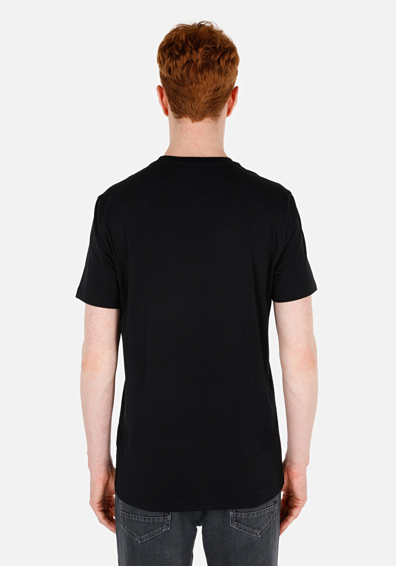 Regular Fit Yuvarlak Yaka Düz Erkek Siyah Kısa Kol Tişört