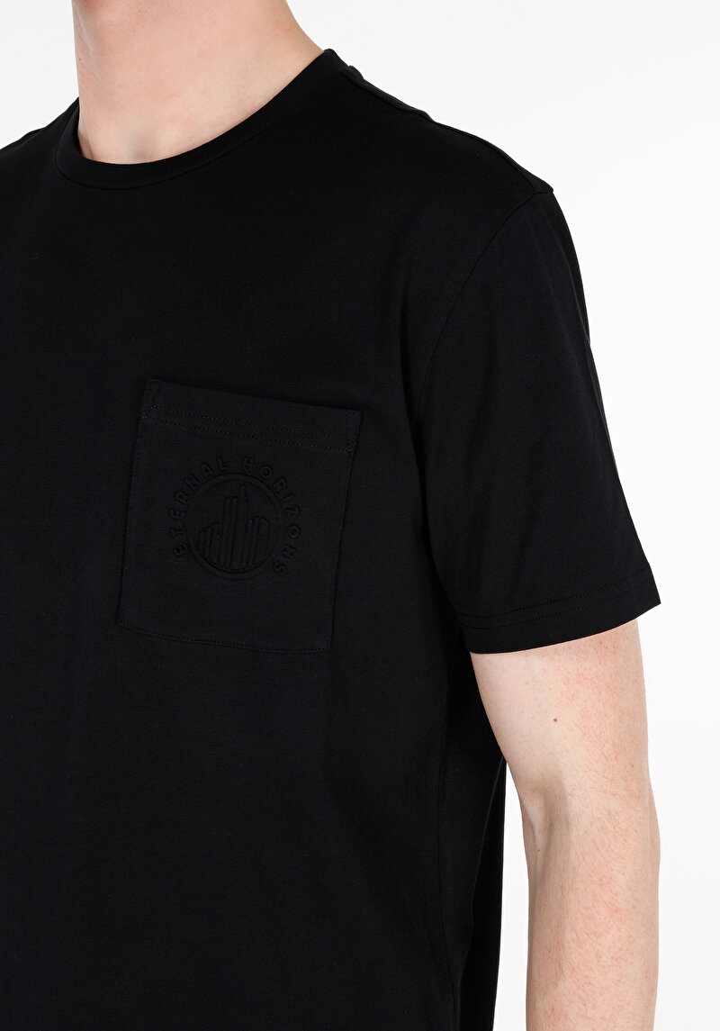 Regular Fit Yuvarlak Yaka Düz Erkek Siyah Kısa Kol Tişört