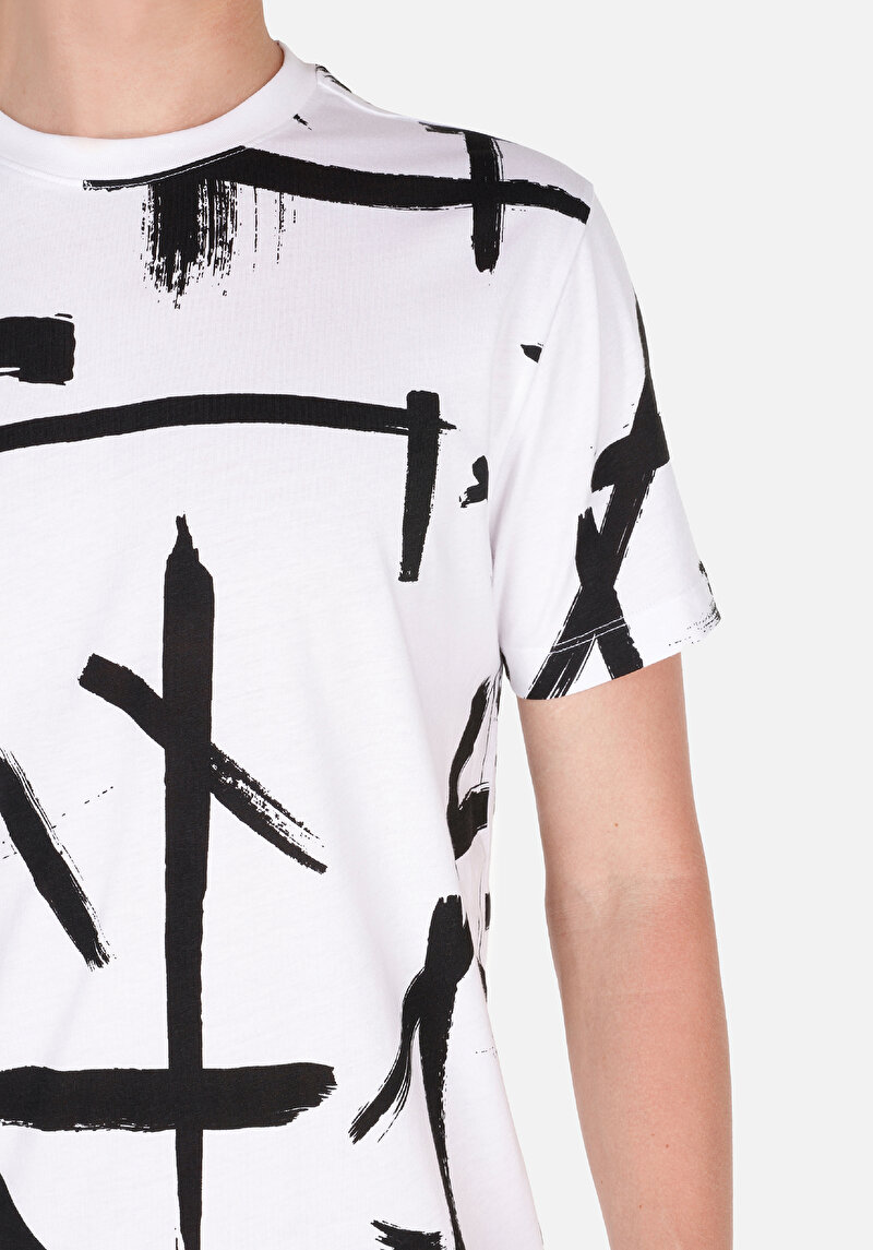 Regular Fit Yuvarlak Yaka  Erkek Beyaz Kısa Kol Tişört